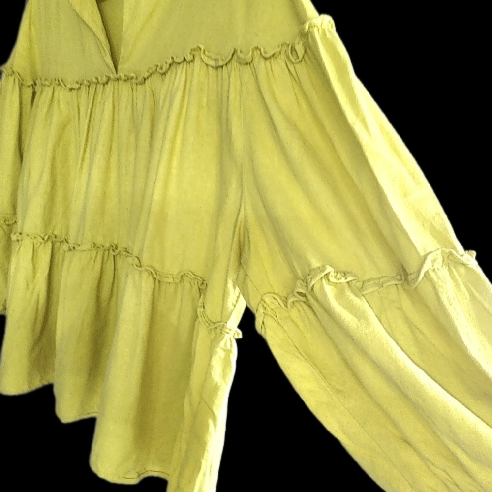 Yellow Ruffled Women's Top - Picture 3 of 10